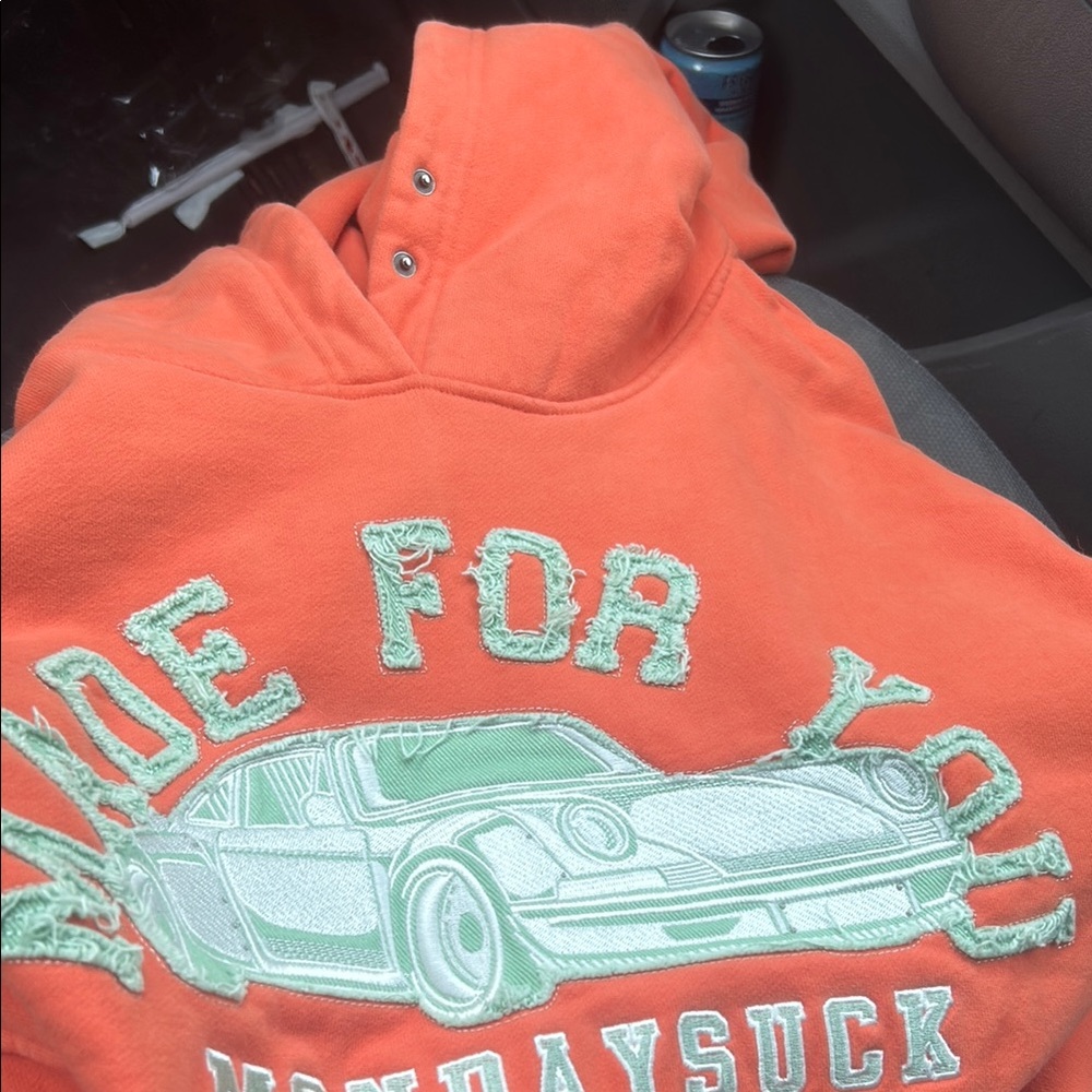 Monday Suck Orange Distressed hoodie